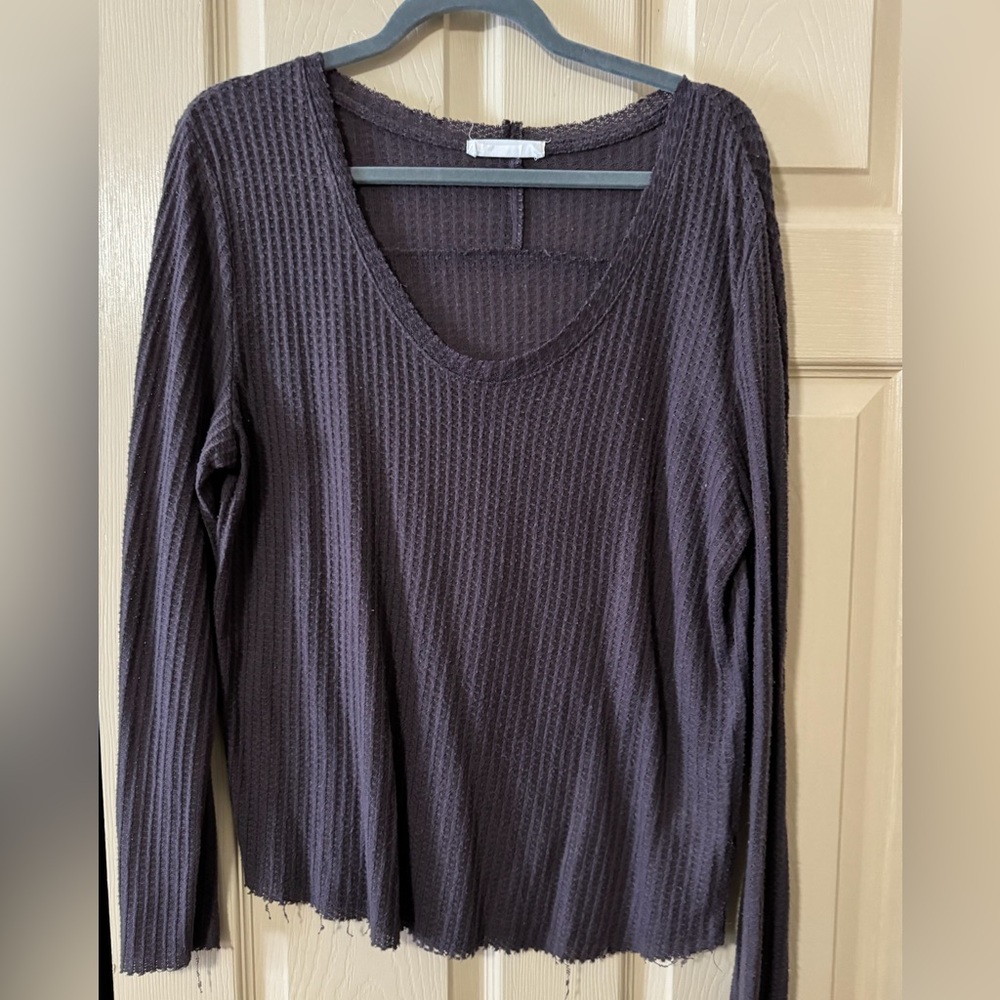 Waffle pullover top